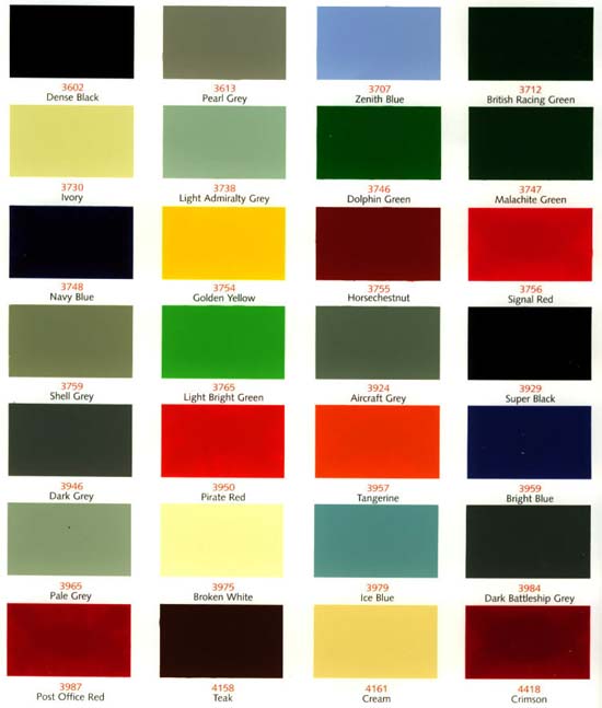 Gel Coat Pigment Colour Chart