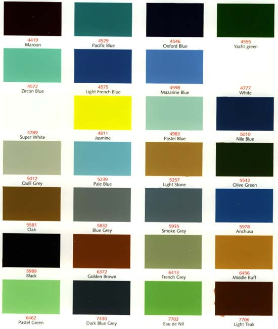 Gelcoat Colour Chart